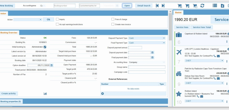 Booking display Pacific